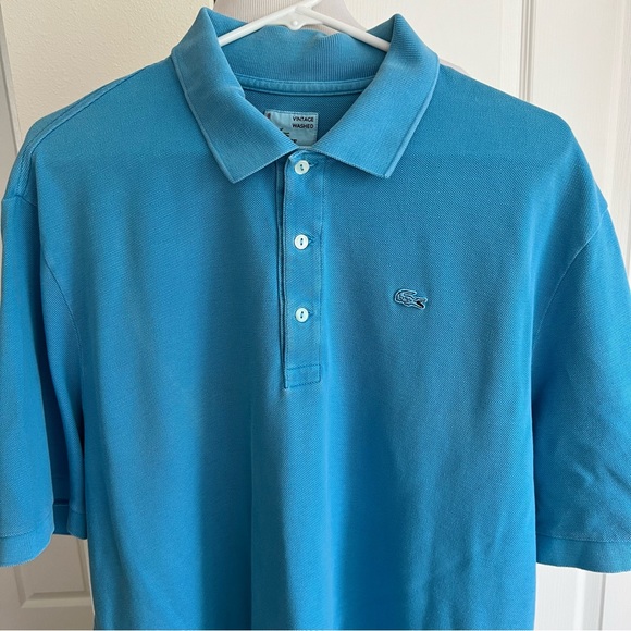 Lacoste Blue Vintage Washed Polo Shirt Mens Sz EU 8 US XXL - Picture 2 of 15